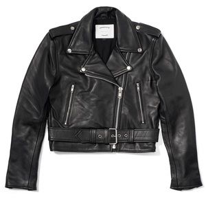 Understated leather shrunken MC leather jacket